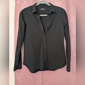 Women's Eileen Fisher Black    Button Down Shirt Organic Cotton Classic Style